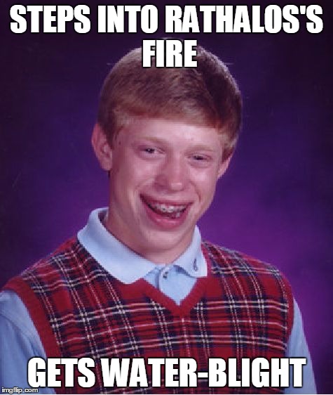 Bad Luck Brian Meme | STEPS INTO RATHALOS'S FIRE; GETS WATER-BLIGHT | image tagged in memes,bad luck brian | made w/ Imgflip meme maker