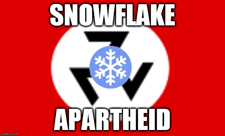 SNOWFLAKE; APARTHEID | image tagged in snowflake apartheid | made w/ Imgflip meme maker