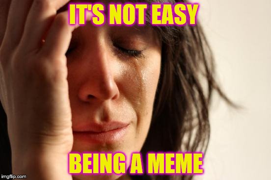 First World Problems | IT'S NOT EASY; BEING A MEME | image tagged in memes,first world problems | made w/ Imgflip meme maker