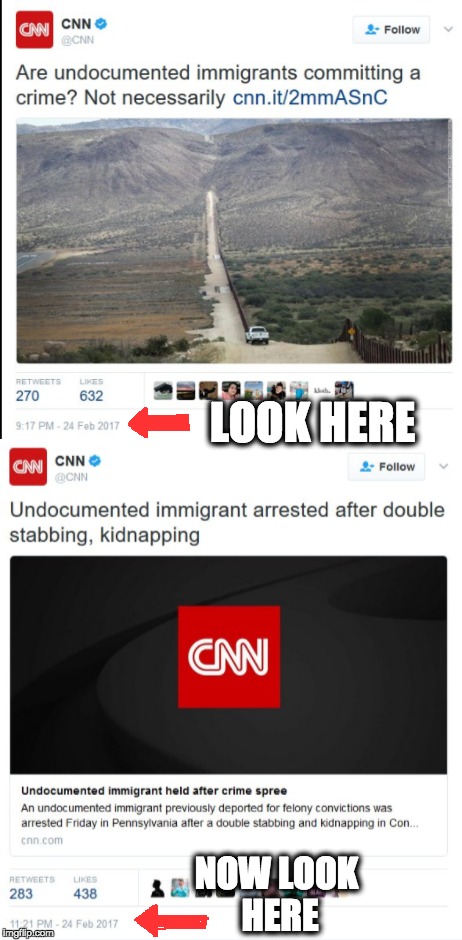 Life comes at you fast  | LOOK HERE; NOW LOOK HERE | image tagged in fake news,election 2016,illegal immigration,cnn breaking news template,one does not simply | made w/ Imgflip meme maker