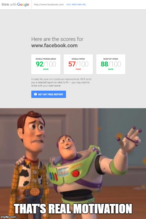 When Google rates Facebook | THAT'S REAL MOTIVATION | image tagged in google,facebook,google search,competition | made w/ Imgflip meme maker