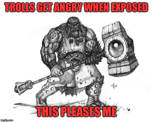 Troll Smasher | TROLLS GET ANGRY WHEN EXPOSED; THIS PLEASES ME | image tagged in troll smasher | made w/ Imgflip meme maker