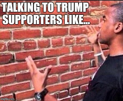 TALKING TO TRUMP SUPPORTERS LIKE... | TALKING TO TRUMP SUPPORTERS LIKE... | image tagged in donald trump,not my president,trump memes,president trump,trump supporters,funny memes | made w/ Imgflip meme maker