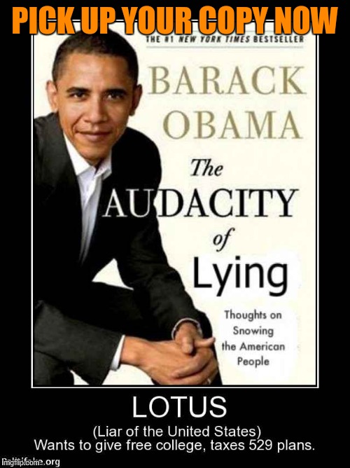 The Audacity of Lying | PICK UP YOUR COPY NOW | image tagged in memes | made w/ Imgflip meme maker