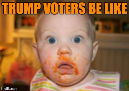 Pow! Right on the kisser | TRUMP VOTERS BE LIKE | image tagged in cheetos | made w/ Imgflip meme maker