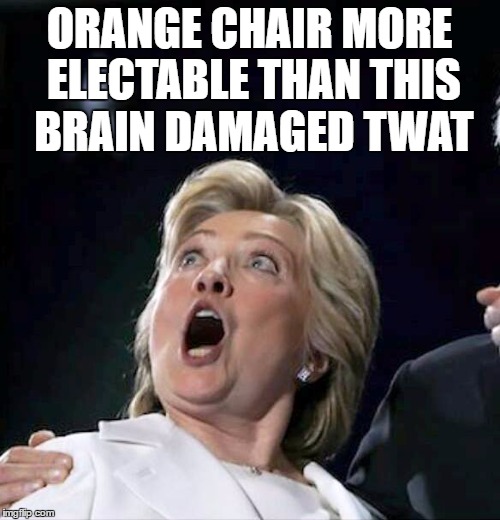 ORANGE CHAIR MORE ELECTABLE THAN THIS BRAIN DAMAGED TWAT | made w/ Imgflip meme maker