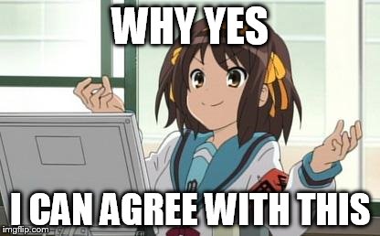 Haruhi Computer | WHY YES I CAN AGREE WITH THIS | image tagged in haruhi computer | made w/ Imgflip meme maker