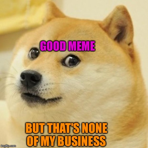 Doge Meme | GOOD MEME BUT THAT'S NONE OF MY BUSINESS | image tagged in memes,doge | made w/ Imgflip meme maker