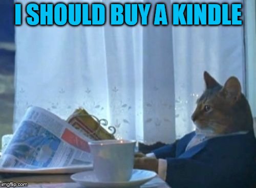 I Should Buy A Boat Cat | I SHOULD BUY A KINDLE | image tagged in memes,i should buy a boat cat | made w/ Imgflip meme maker