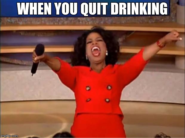 Oprah You Get A | WHEN YOU QUIT DRINKING | image tagged in memes,oprah you get a | made w/ Imgflip meme maker