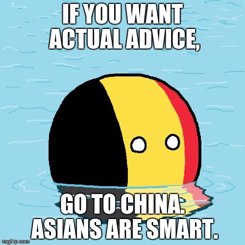 Asians  | IF YOU WANT ACTUAL ADVICE, GO TO CHINA. ASIANS ARE SMART. | image tagged in actual advice belgium | made w/ Imgflip meme maker