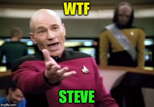 Picard Wtf Meme | WTF STEVE | image tagged in memes,picard wtf | made w/ Imgflip meme maker