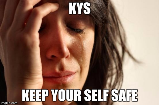 First World Problems | KYS; KEEP YOUR SELF SAFE | image tagged in memes,first world problems | made w/ Imgflip meme maker