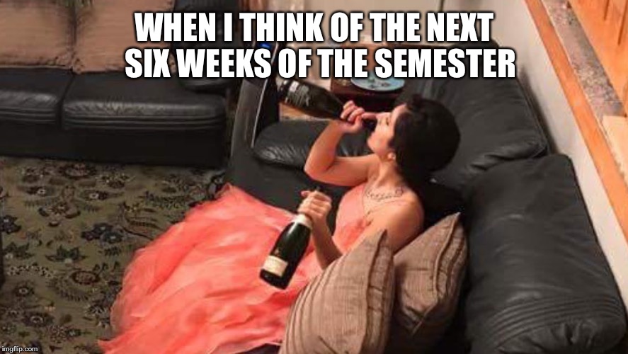 Me when | WHEN I THINK OF THE NEXT  SIX WEEKS OF THE SEMESTER | image tagged in me when | made w/ Imgflip meme maker
