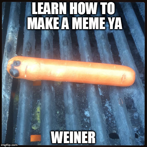 Learn how to meme ya Weiner | LEARN HOW TO MAKE A MEME YA; WEINER | image tagged in sadhotdog | made w/ Imgflip meme maker