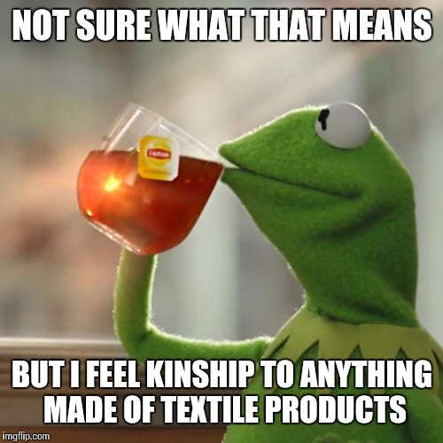 But That's None Of My Business Meme | NOT SURE WHAT THAT MEANS BUT I FEEL KINSHIP TO ANYTHING MADE OF TEXTILE PRODUCTS | image tagged in memes,but thats none of my business,kermit the frog | made w/ Imgflip meme maker