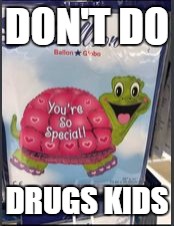 DON'T DO; DRUGS KIDS | image tagged in special needs turtle | made w/ Imgflip meme maker