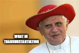 WHAT IN TRANSUBSTANTIATION | image tagged in pope | made w/ Imgflip meme maker