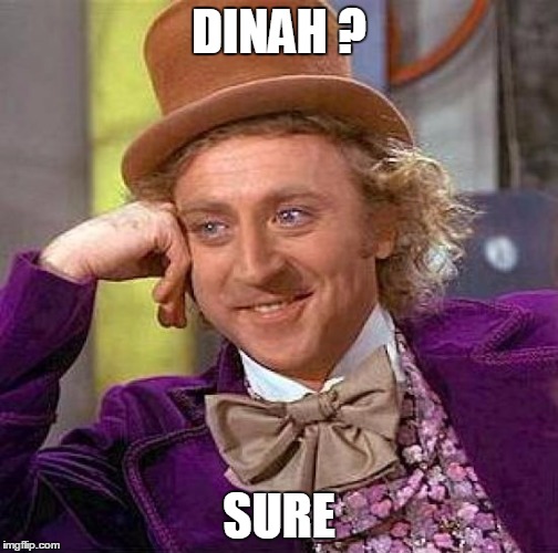 Creepy Condescending Wonka Meme | DINAH ? SURE | image tagged in memes,creepy condescending wonka | made w/ Imgflip meme maker