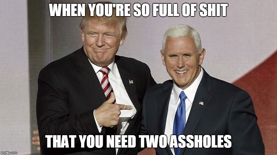 WHEN YOU'RE SO FULL OF SHIT; THAT YOU NEED TWO ASSHOLES | image tagged in memes,political meme,trump,funny memes | made w/ Imgflip meme maker