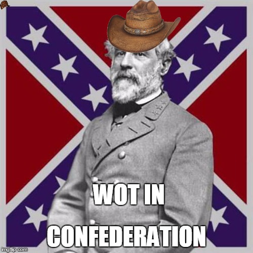 Wot in Confederation | WOT IN; CONFEDERATION | image tagged in confederation,what in tarnation,robert e lee | made w/ Imgflip meme maker