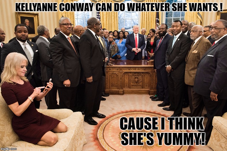 kellyanne conway | KELLYANNE CONWAY CAN DO WHATEVER SHE WANTS ! CAUSE I THINK SHE'S YUMMY! | image tagged in kellyanne conway | made w/ Imgflip meme maker