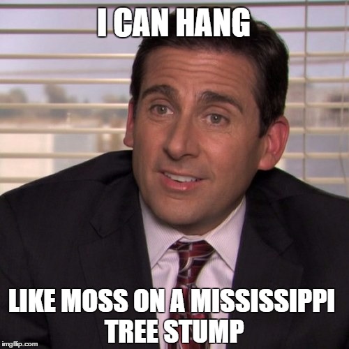 I CAN HANG; LIKE MOSS ON A MISSISSIPPI TREE STUMP | made w/ Imgflip meme maker