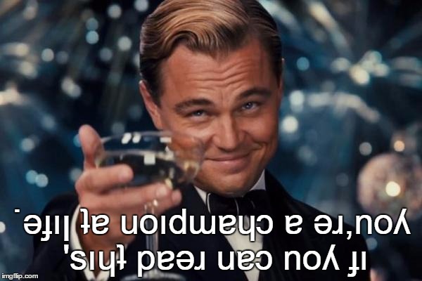 Leonardo Dicaprio Cheers |  ˙ǝɟıן ʇɐ uoıdɯɐɥɔ ɐ ǝɹ,noʎ 'sıɥʇ pɐǝɹ uɐɔ noʎ ɟı | image tagged in memes,leonardo dicaprio cheers | made w/ Imgflip meme maker