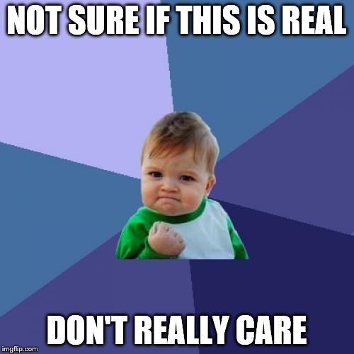 Success Kid Meme | NOT SURE IF THIS IS REAL DON'T REALLY CARE | image tagged in memes,success kid | made w/ Imgflip meme maker