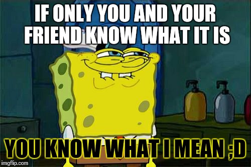 Don't You Squidward Meme | IF ONLY YOU AND YOUR FRIEND KNOW WHAT IT IS; YOU KNOW WHAT I MEAN ;D | image tagged in memes,dont you squidward | made w/ Imgflip meme maker