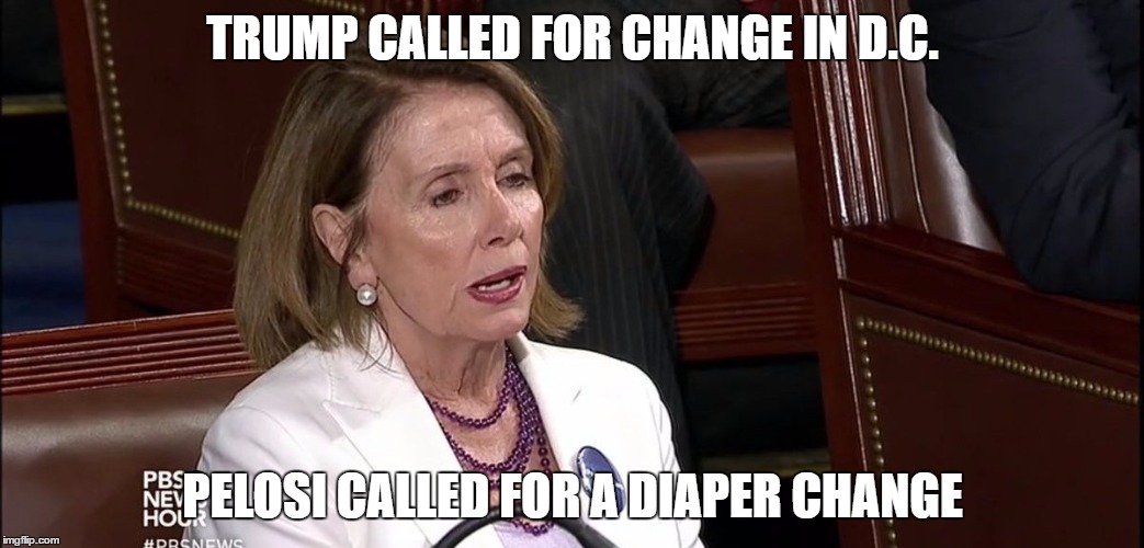 TRUMP CALLED FOR CHANGE IN D.C. PELOSI CALLED FOR A DIAPER CHANGE | image tagged in poopy pants | made w/ Imgflip meme maker