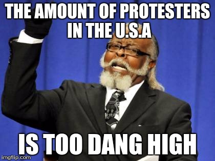 Too Damn High Meme | THE AMOUNT OF PROTESTERS IN THE U.S.A; IS TOO DANG HIGH | image tagged in memes,too damn high | made w/ Imgflip meme maker