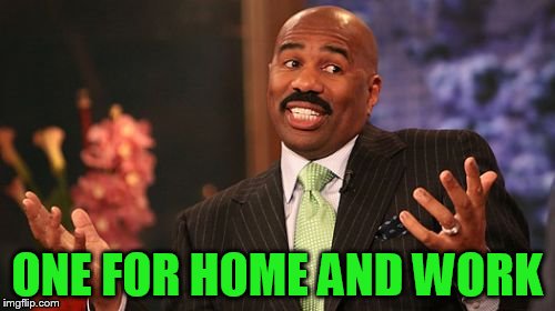 Steve Harvey Meme | ONE FOR HOME AND WORK | image tagged in memes,steve harvey | made w/ Imgflip meme maker