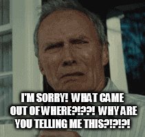 I'M SORRY!  WHAT CAME OUT OF WHERE?!??!  WHY ARE YOU TELLING ME THIS?!?!?! | image tagged in funny,funny memes,grossed out,gross,tmi,clint eastwood | made w/ Imgflip meme maker
