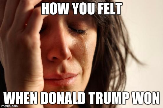 First World Problems Meme | HOW YOU FELT; WHEN DONALD TRUMP WON | image tagged in memes,first world problems | made w/ Imgflip meme maker