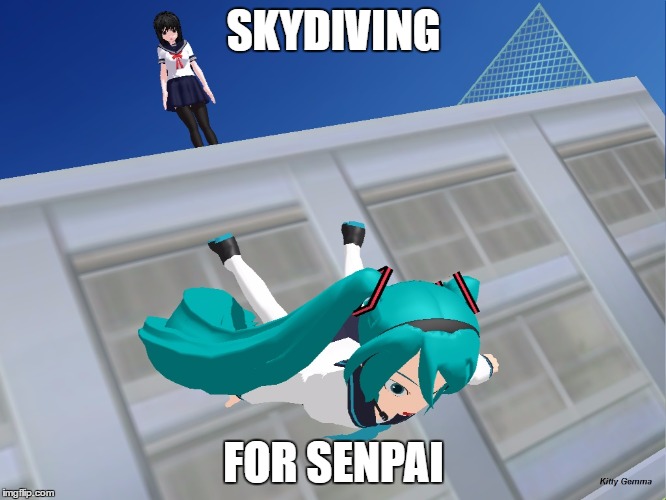 SKYDIVING; FOR SENPAI | image tagged in for senpai | made w/ Imgflip meme maker