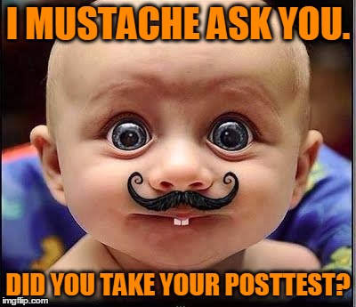 posttest | I MUSTACHE ASK YOU. DID YOU TAKE YOUR POSTTEST? | image tagged in mustache | made w/ Imgflip meme maker