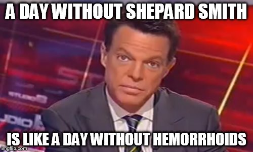 Smith Fox News | A DAY WITHOUT SHEPARD SMITH; IS LIKE A DAY WITHOUT HEMORRHOIDS | image tagged in smith,fox news | made w/ Imgflip meme maker