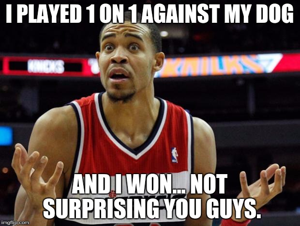 basketball mcgee | I PLAYED 1 ON 1 AGAINST MY DOG; AND I WON... NOT SURPRISING YOU GUYS. | image tagged in basketball mcgee | made w/ Imgflip meme maker