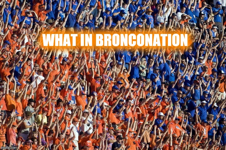 Bronco Nation | WHAT IN BRONCONATION | image tagged in what in tarnation | made w/ Imgflip meme maker
