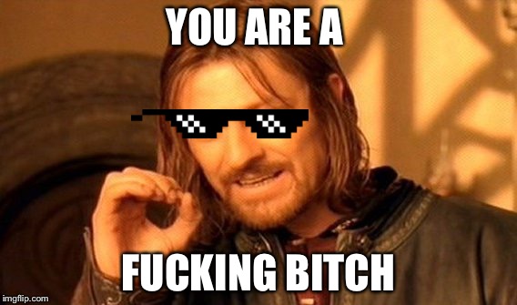 One Does Not Simply Meme | YOU ARE A; FUCKING BITCH | image tagged in memes,one does not simply | made w/ Imgflip meme maker