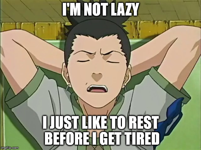 I'M NOT LAZY; I JUST LIKE TO REST BEFORE I GET TIRED | image tagged in lazy | made w/ Imgflip meme maker