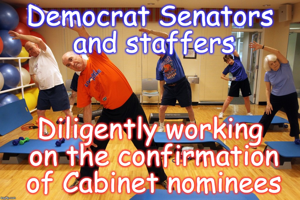 Democrat Senators and staffers; Diligently working on the confirmation of Cabinet nominees | image tagged in democrats,senators | made w/ Imgflip meme maker