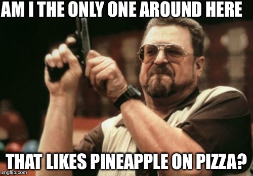 Am I The Only One Around Here Meme | AM I THE ONLY ONE AROUND HERE; THAT LIKES PINEAPPLE ON PIZZA? | image tagged in memes,am i the only one around here | made w/ Imgflip meme maker