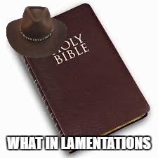 WHAT IN LAMENTATIONS | image tagged in what in tarnation,bible,meme,memes | made w/ Imgflip meme maker