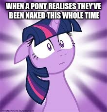 WHEN A PONY REALISES THEY'VE BEEN NAKED THIS WHOLE TIME | made w/ Imgflip meme maker