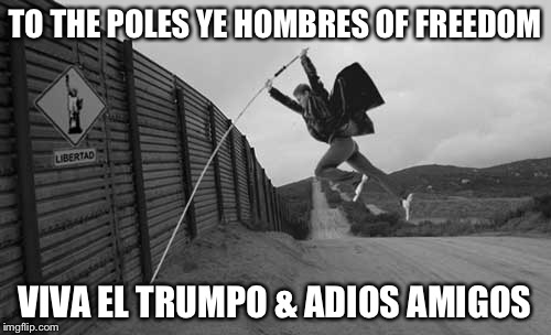 TO THE POLES YE HOMBRES OF FREEDOM; VIVA EL TRUMPO & ADIOS AMIGOS | image tagged in mexican wall | made w/ Imgflip meme maker