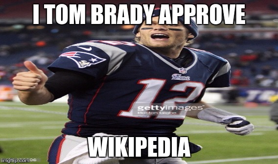 Tom Brady likes wikipedia | I TOM BRADY APPROVE; WIKIPEDIA | image tagged in wikipedia | made w/ Imgflip meme maker