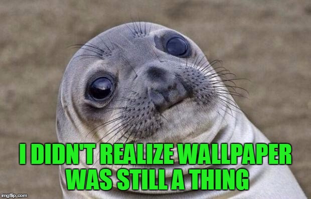 Awkward Moment Sealion Meme | I DIDN'T REALIZE WALLPAPER WAS STILL A THING | image tagged in memes,awkward moment sealion | made w/ Imgflip meme maker