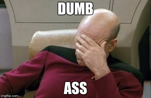 Captain Picard Facepalm | DUMB; ASS | image tagged in memes,captain picard facepalm | made w/ Imgflip meme maker